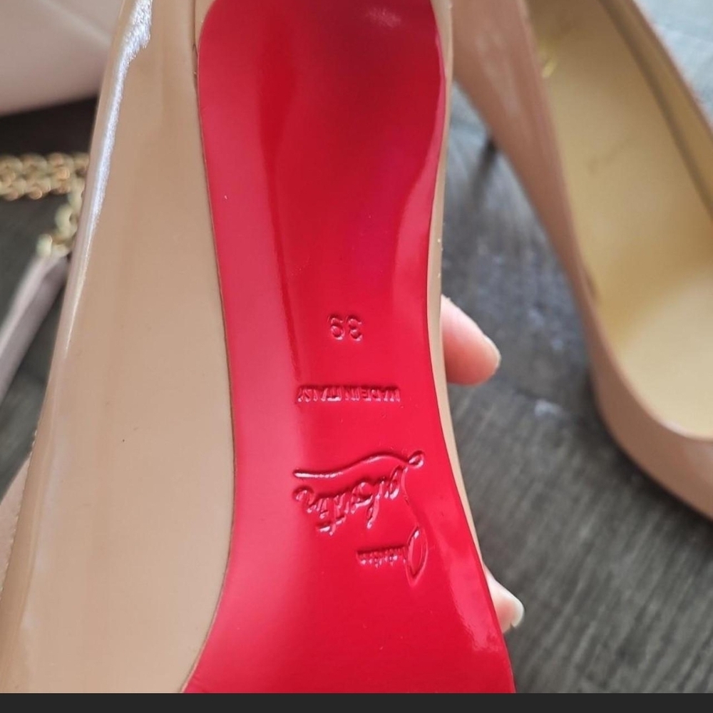 Louis Vuitton Nude Heels with Red Sole